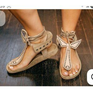 Isabel Marant Suede Studded LaceUp Sandals Women’s Sze 38 Leather Boho Gladiator